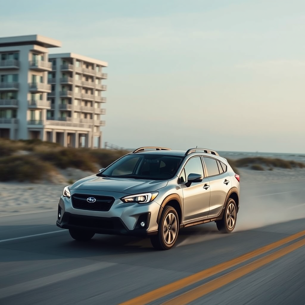 2026 Subaru Crosstrek driving on jacksonville beach