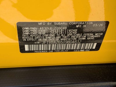 2026 Subaru WRX Series.Yellow