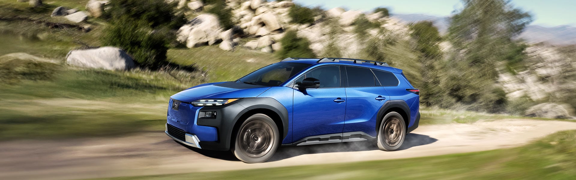 2026 Subaru driving in rocky, mountainous terrain