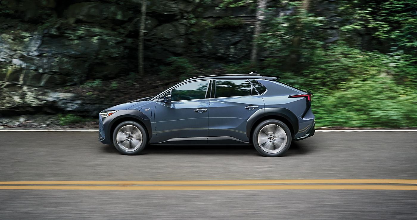 an electric subaru vehicle on the road