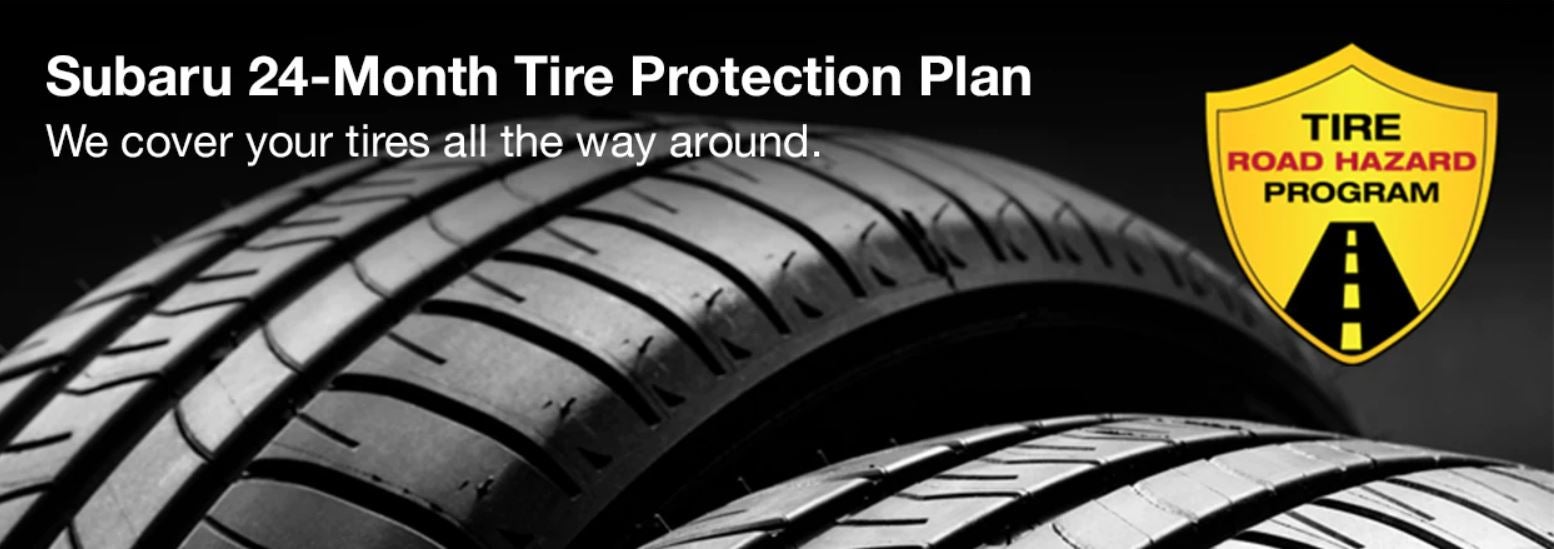 Subaru tire with 24-Month Tire Protection and road hazard program logo. | Hanania Subaru of Orange Park in Jacksonville FL