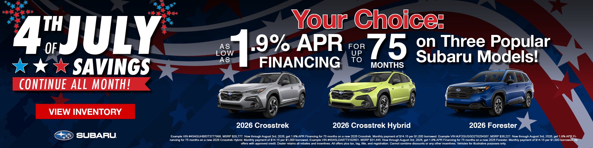 1.9% APR for 75 Months
