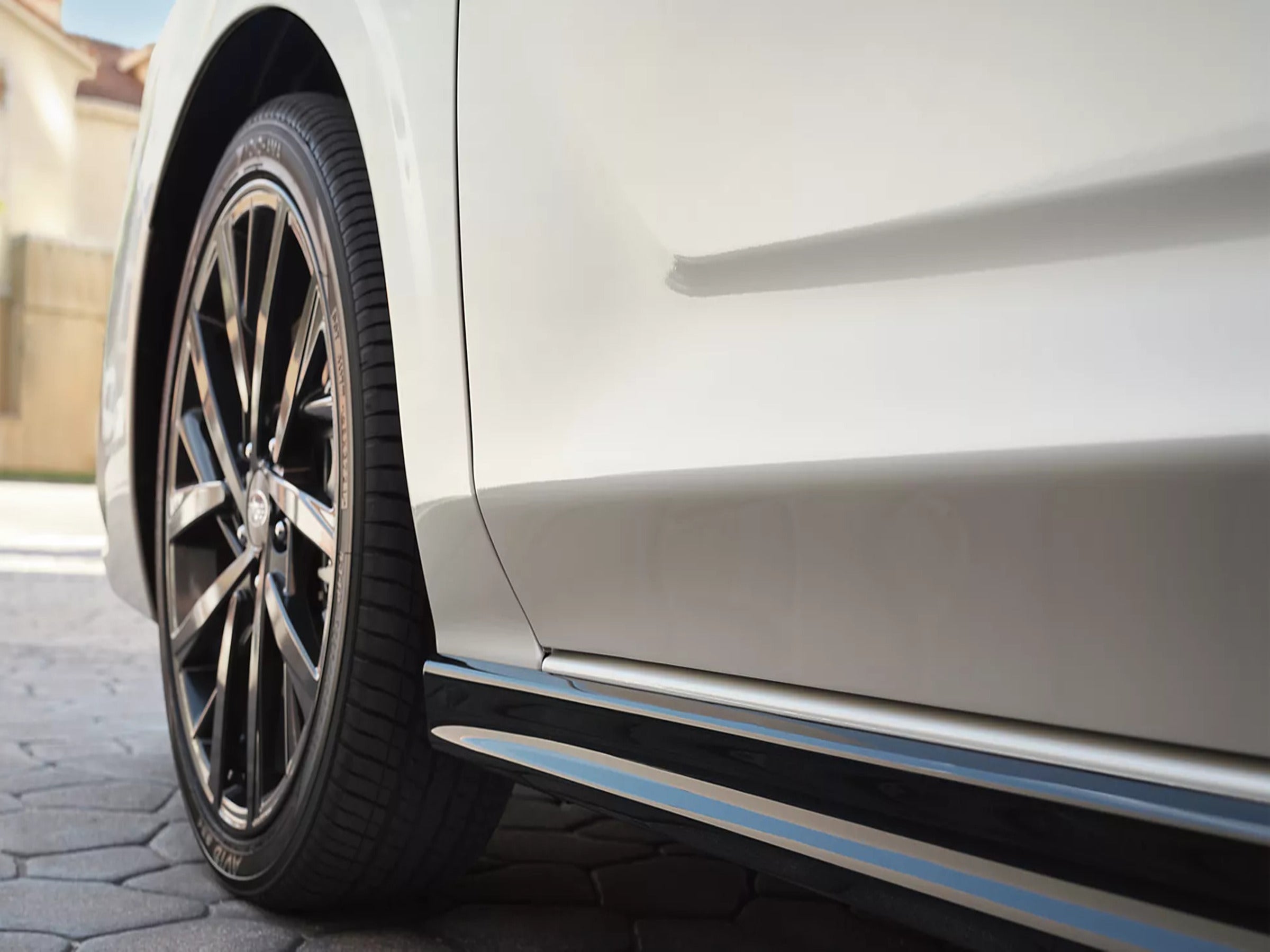 A close look at the rims of an impreza.