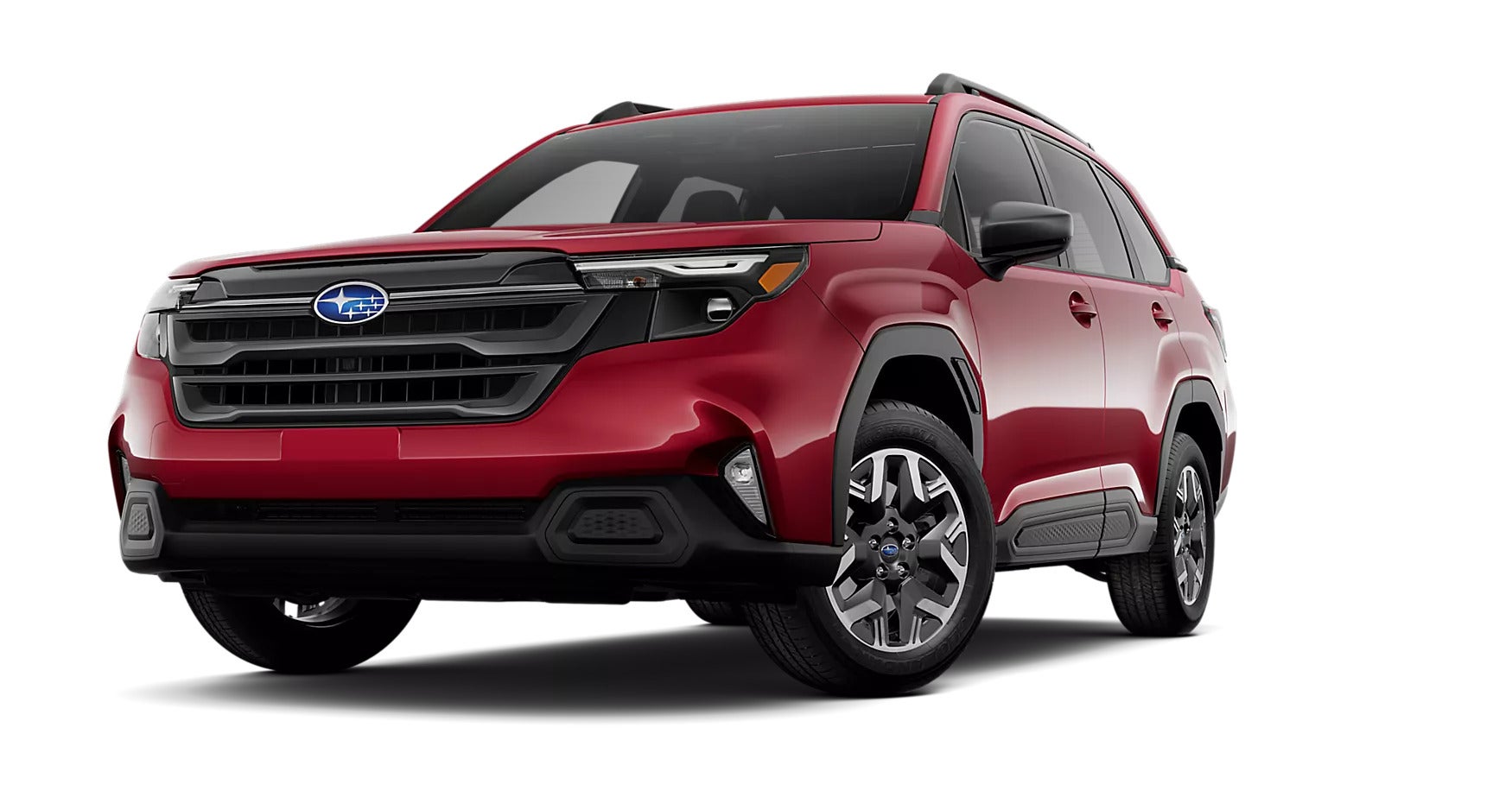 The 2025 Subaru Forester Premium in Crimson Red Pearl exterior paint.
