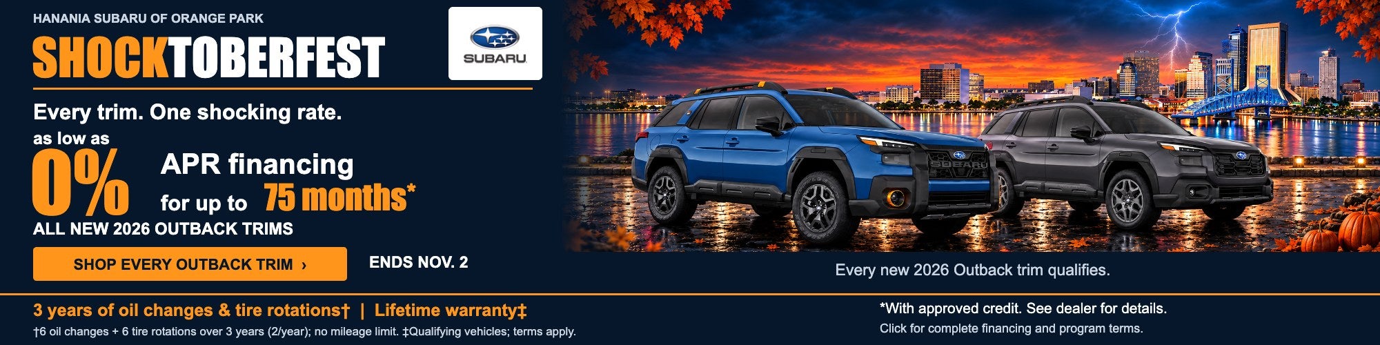 Shocktoberfest every Outback trim: as low as 0% APR